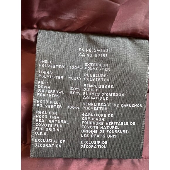 Andrew Marc Miranda Chevron Quilted Jacket Womens XS Burgundy Fur Trim Hood NWT - Picture 9 of 12